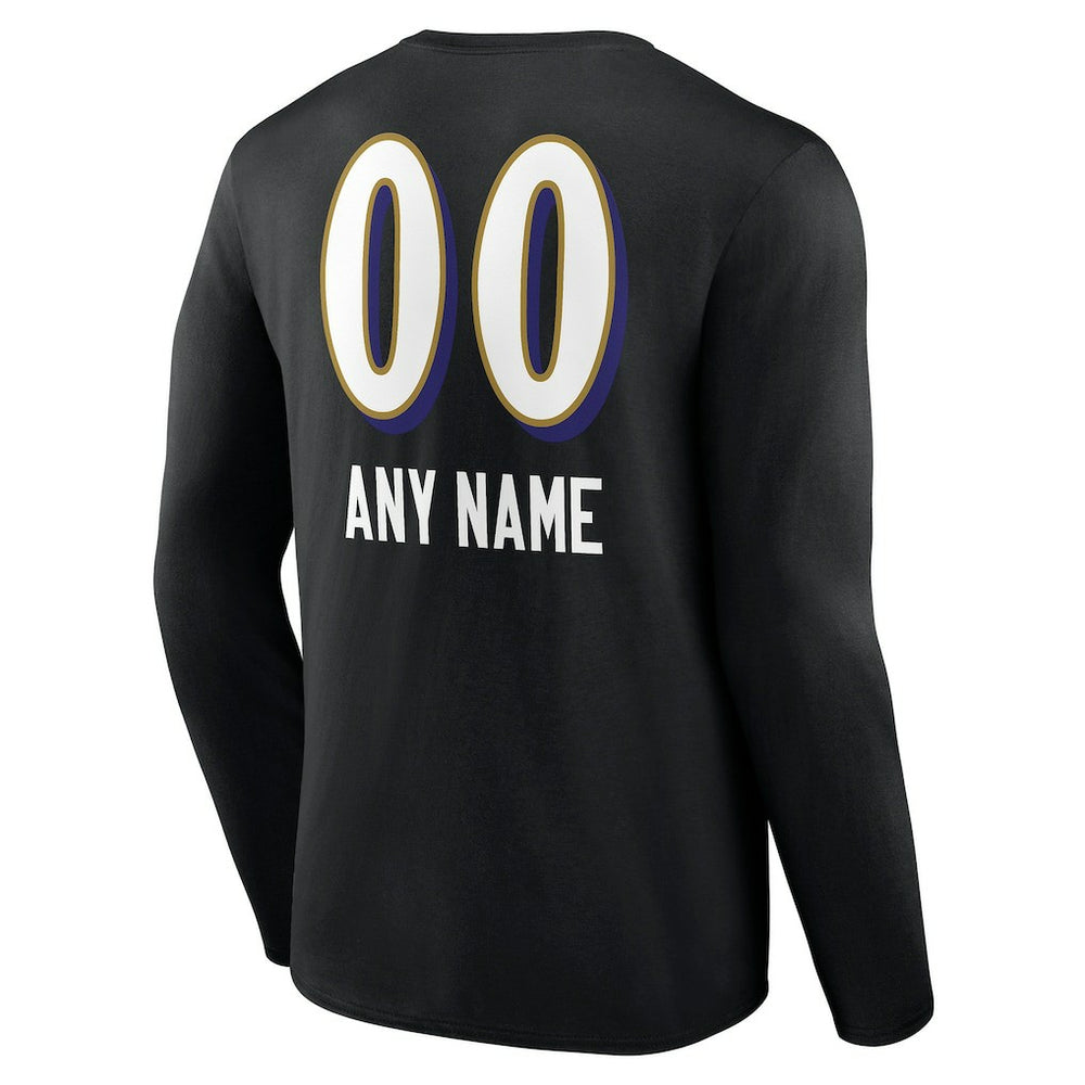 Personalized Name & Number Team Wordmark Long Sleeve T-Shirt - Baltimore Ravens T-shirts