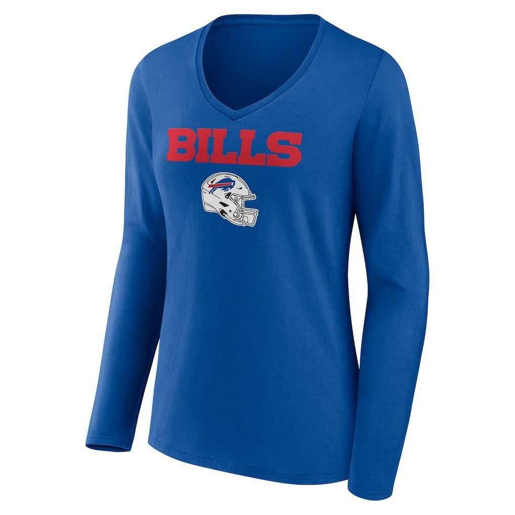 Women's Personalized Name & Number Team Wordmark Long Sleeve V-Neck T-Shirt - Buffalo Bills T-shirts
