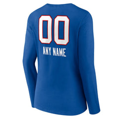 Women's Personalized Name & Number Team Wordmark Long Sleeve V-Neck T-Shirt - Buffalo Bills T-shirts