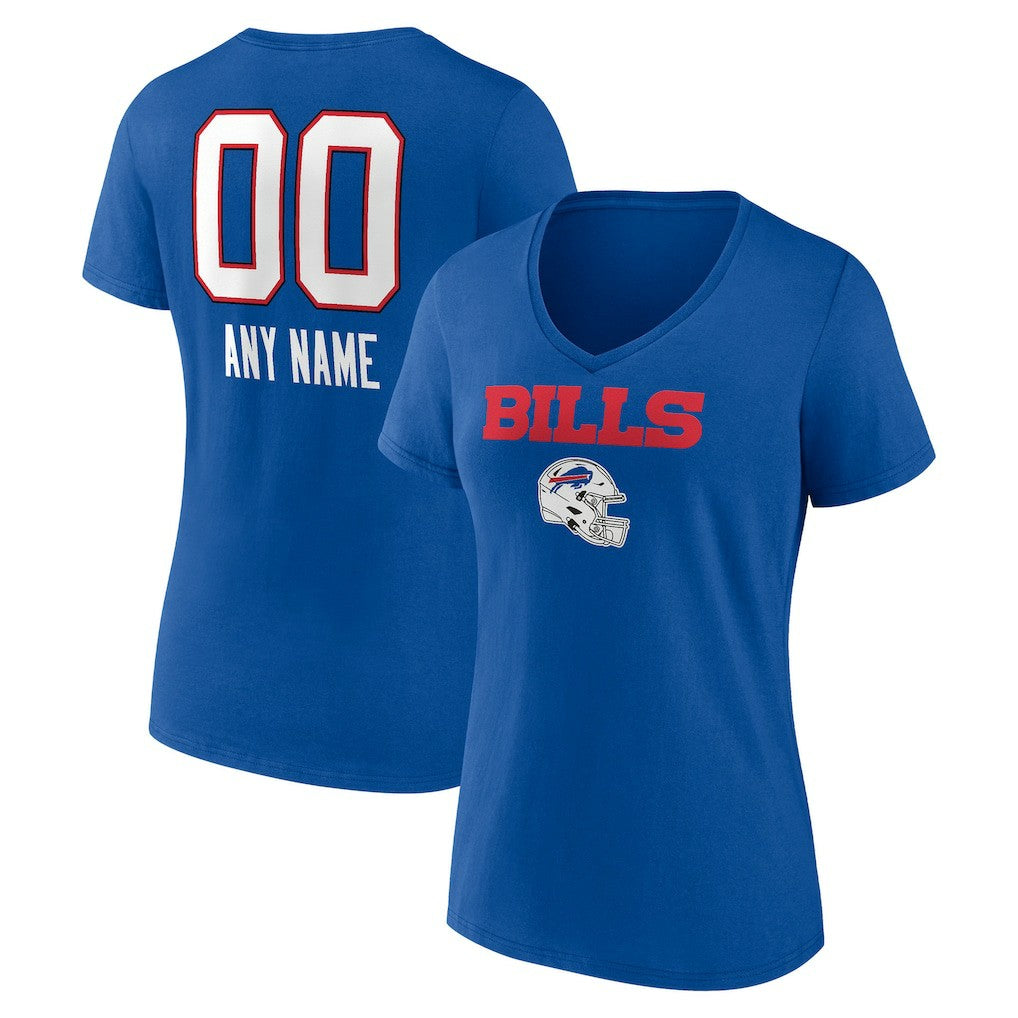 Women's Personalized Name & Number Team Wordmark V-Neck T-Shirt - Buffalo Bills T-shirts