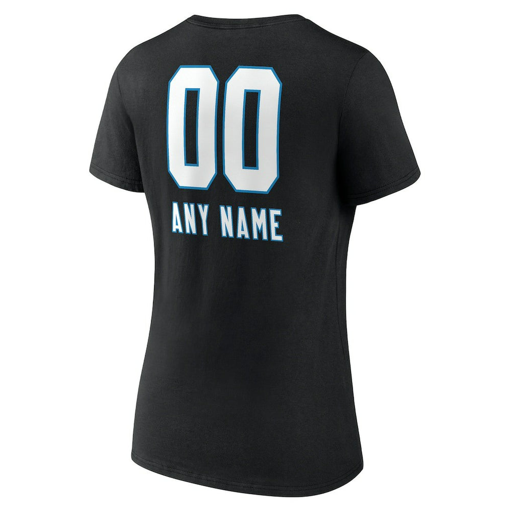 Women's Personalized Name & Number Team Wordmark V-Neck T-Shirt - Carolina Panthers T-shirts