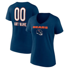 Women's Personalized Name & Number Team Wordmark V-Neck T-Shirt - Chicago Bears T-shirts