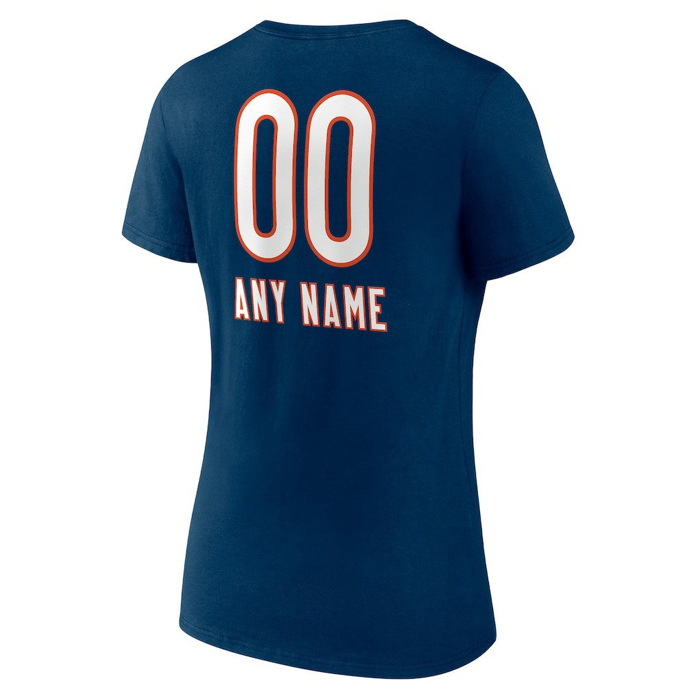 Women's Personalized Name & Number Team Wordmark V-Neck T-Shirt - Chicago Bears T-shirts