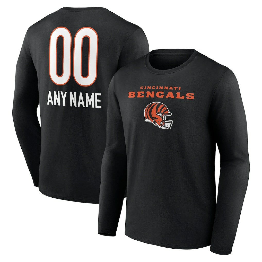 Personalized Name & Number Team Wordmark Long Sleeve T-Shirt - Cincinnati Bengals T-shirts