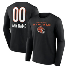 Personalized Name & Number Team Wordmark Long Sleeve T-Shirt - Cincinnati Bengals T-shirts