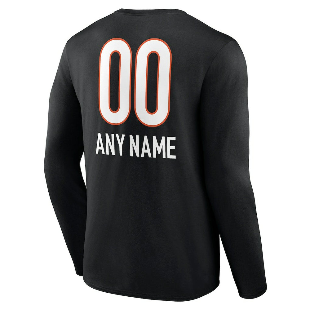 Personalized Name & Number Team Wordmark Long Sleeve T-Shirt - Cincinnati Bengals T-shirts