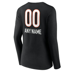 Women's Personalized Name & Number Team Wordmark Long Sleeve V-Neck T-Shirt - Cincinnati Bengals T-shirts