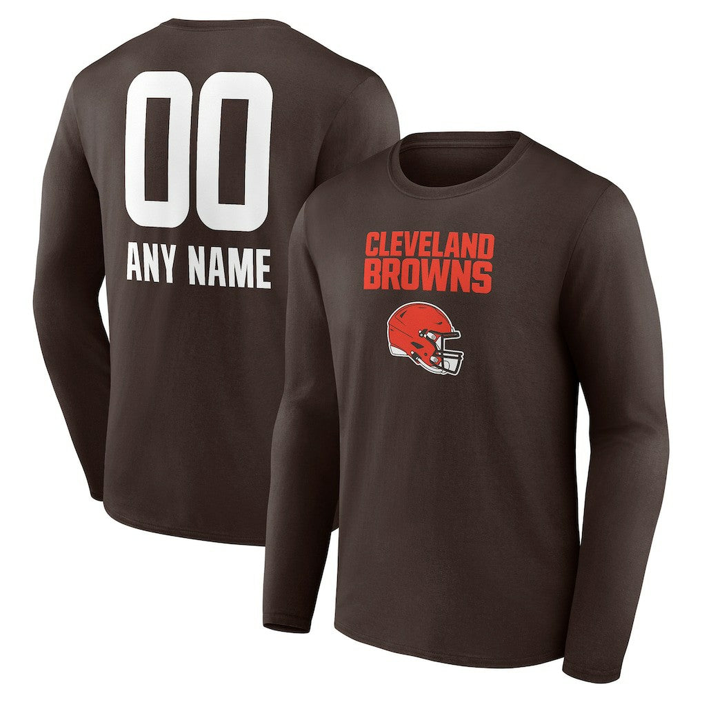 Personalized Name & Number Team Wordmark Long Sleeve T-Shirt - Cleveland Browns T-shirts