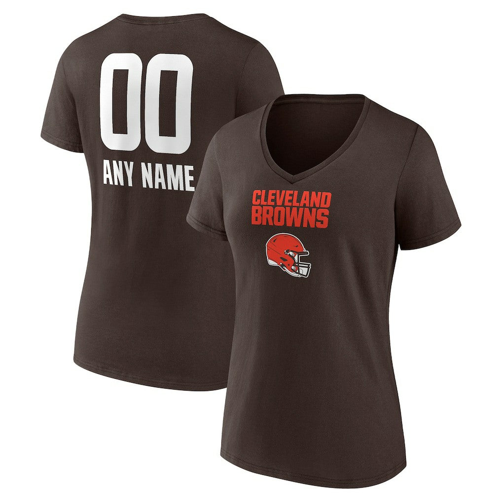 Women's Personalized Name & Number Team Wordmark V-Neck T-Shirt - Cleveland Browns T-shirts