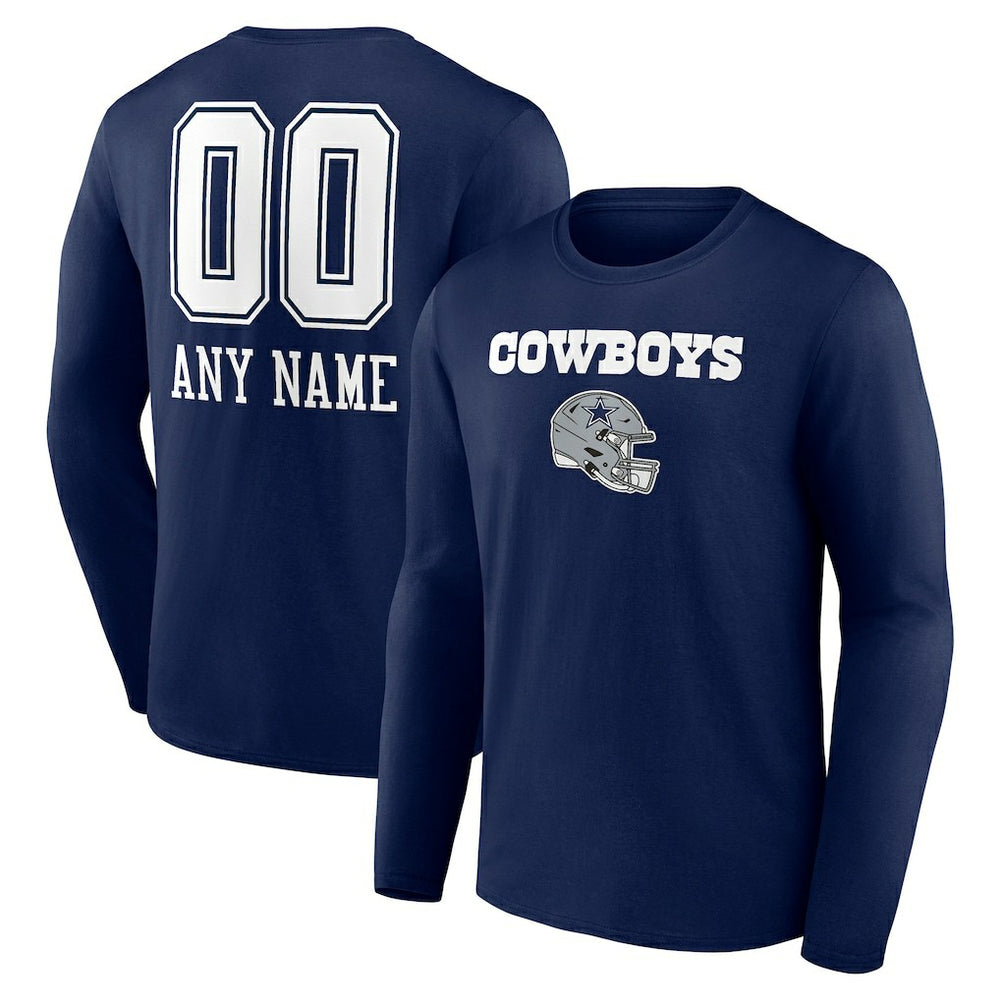 Personalized Name & Number Team Wordmark Long Sleeve T-Shirt - Dallas Cowboys T-shirts