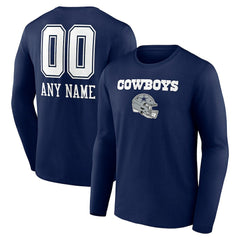 Personalized Name & Number Team Wordmark Long Sleeve T-Shirt - Dallas Cowboys T-shirts