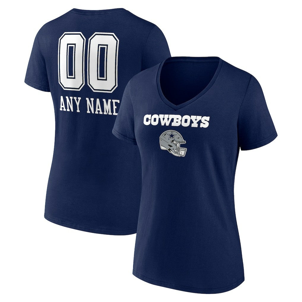 Women's Personalized Name & Number Team Wordmark V-Neck T-Shirt - Dallas Cowboys T-shirts