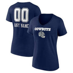 Women's Personalized Name & Number Team Wordmark V-Neck T-Shirt - Dallas Cowboys T-shirts