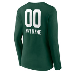 Women's Personalized Name & Number Team Wordmark Long Sleeve V-Neck T-Shirt - Green Bay Packers T-shirts