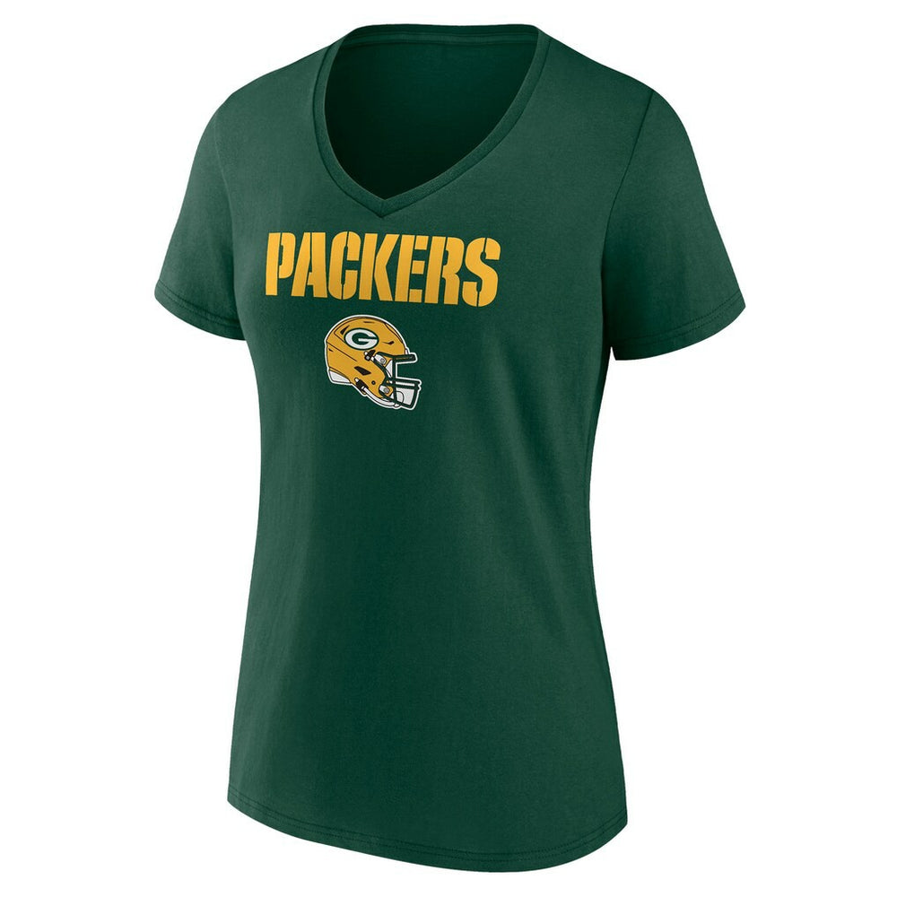 Women's Personalized Name & Number Team Wordmark V-Neck T-Shirt - Green Bay Packers T-shirts