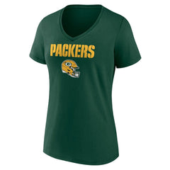 Women's Personalized Name & Number Team Wordmark V-Neck T-Shirt - Green Bay Packers T-shirts