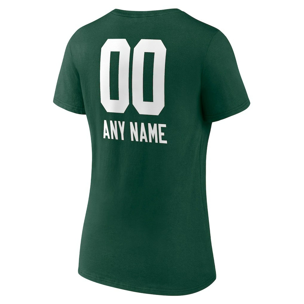 Women's Personalized Name & Number Team Wordmark V-Neck T-Shirt - Green Bay Packers T-shirts