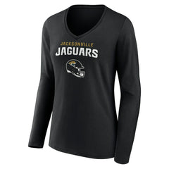 Women's Personalized Name & Number Team Wordmark Long Sleeve V-Neck T-Shirt - Jacksonville Jaguars T-shirts