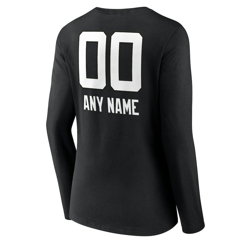 Women's Personalized Name & Number Team Wordmark Long Sleeve V-Neck T-Shirt - Jacksonville Jaguars T-shirts