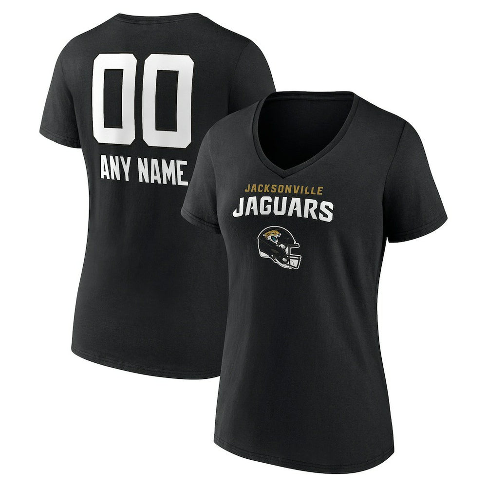 Women's Personalized Name & Number Team Wordmark V-Neck T-Shirt - Jacksonville Jaguars T-shirts