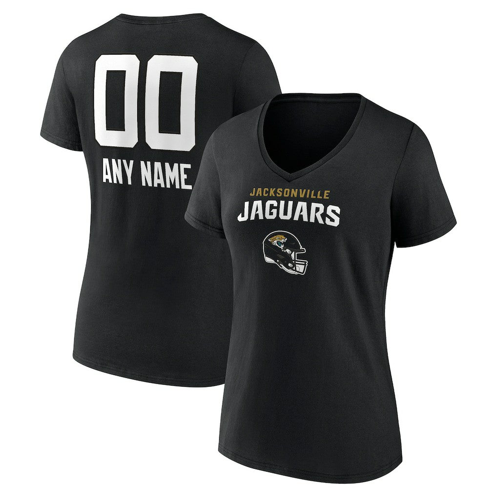 Women's Personalized Name & Number Team Wordmark V-Neck T-Shirt - Jacksonville Jaguars T-shirts