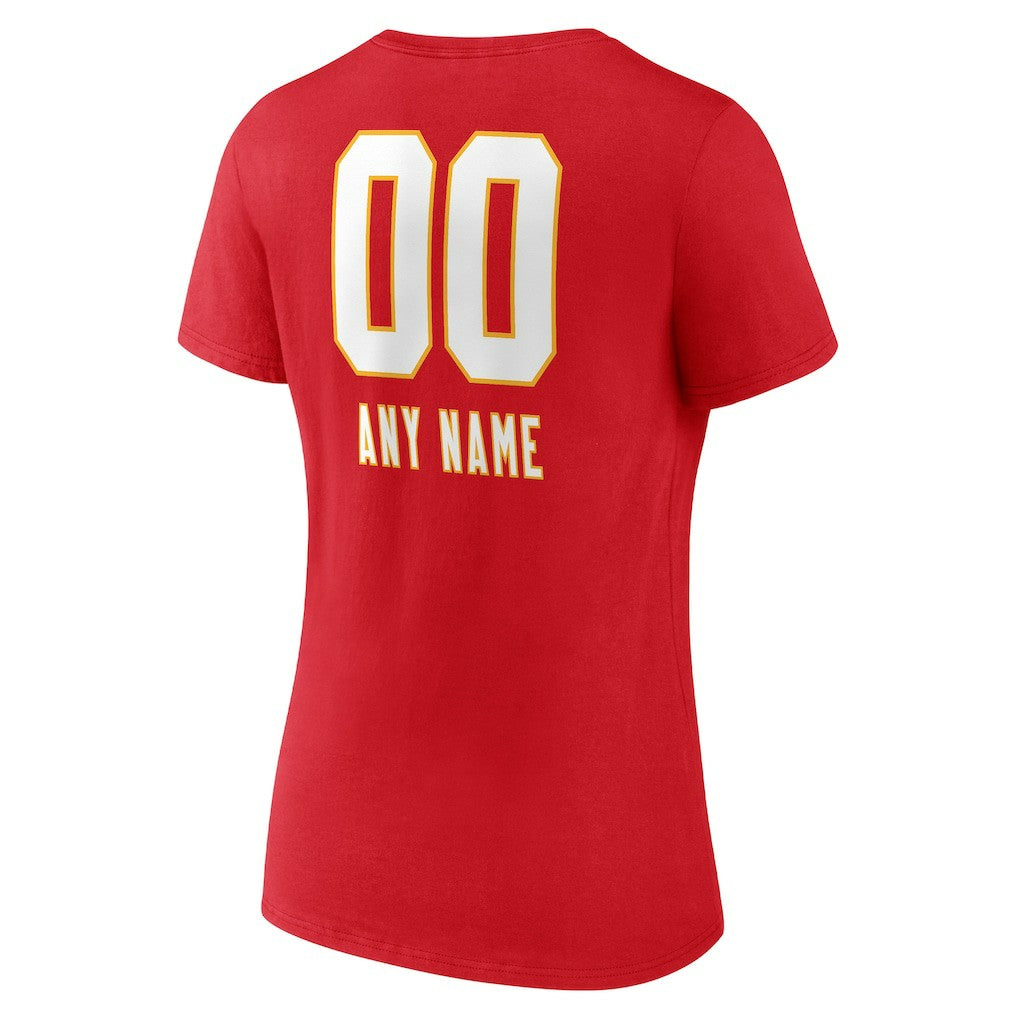 Women's Personalized Name & Number Team Wordmark V-Neck T-Shirt - Kansas City Chiefs T-shirts