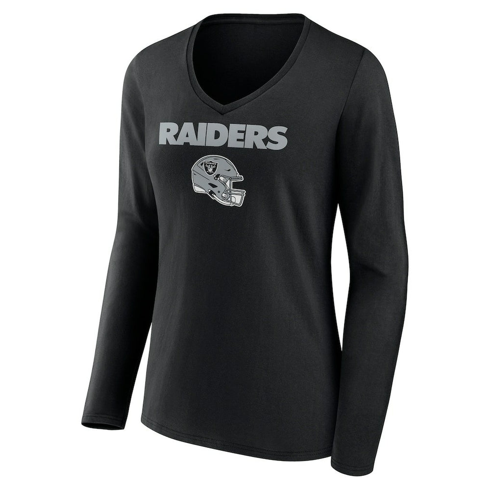 Women's Personalized Name & Number Team Wordmark Long Sleeve V-Neck T-Shirt - Las Vegas Raiders T-shirts