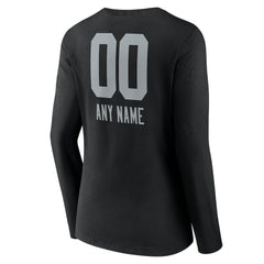 Women's Personalized Name & Number Team Wordmark Long Sleeve V-Neck T-Shirt - Las Vegas Raiders T-shirts