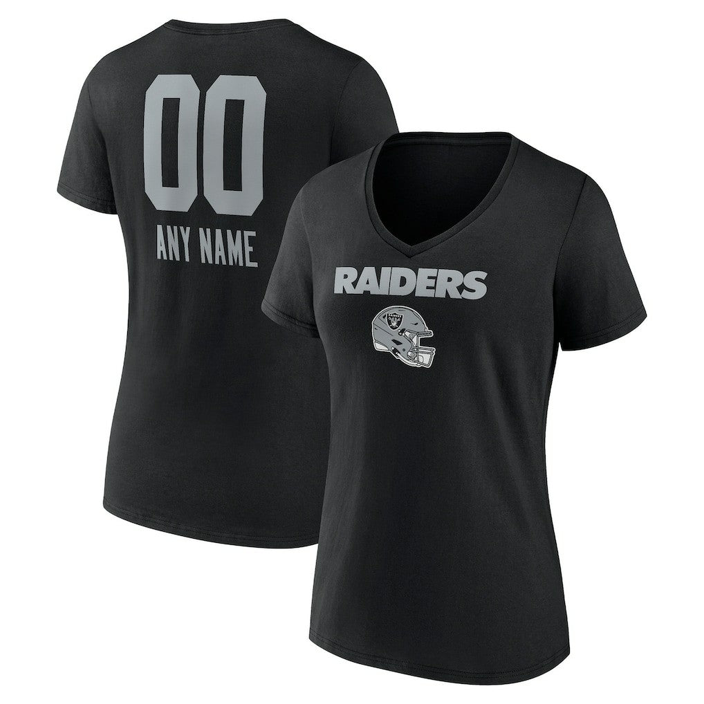 Women's Personalized Name & Number Team Wordmark V-Neck T-Shirt - Las Vegas Raiders T-shirts