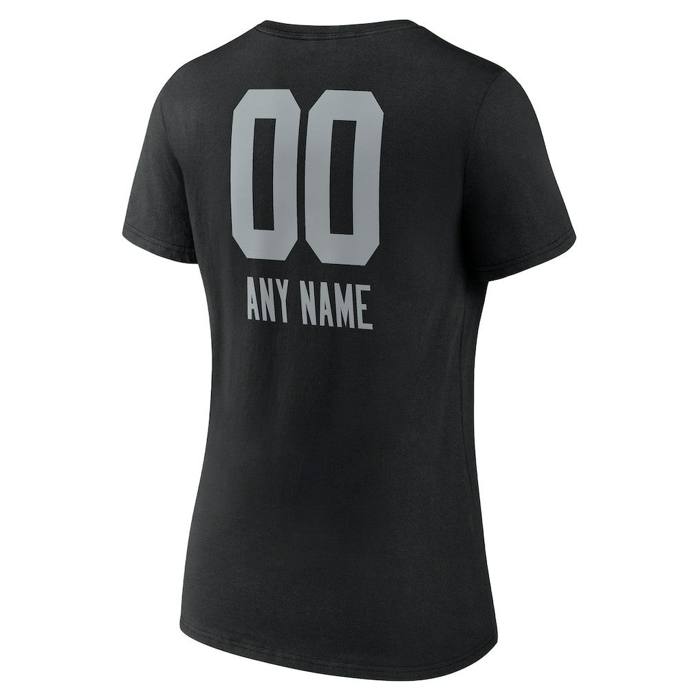 Women's Personalized Name & Number Team Wordmark V-Neck T-Shirt - Las Vegas Raiders T-shirts