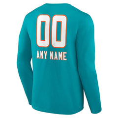Personalized Name & Number Team Wordmark Long Sleeve T-Shirt - Miami Dolphins T-shirts