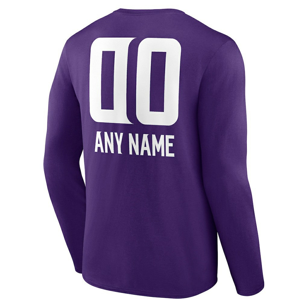 Personalized Name & Number Team Wordmark Long Sleeve T-Shirt - Minnesota Vikings T-shirts