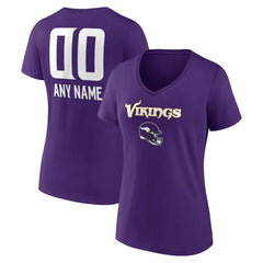 Women's Personalized Name & Number Team Wordmark V-Neck T-Shirt - Minnesota Vikings T-shirts