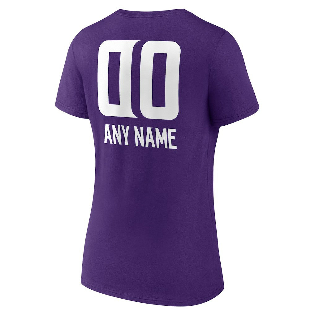 Women's Personalized Name & Number Team Wordmark V-Neck T-Shirt - Minnesota Vikings T-shirts