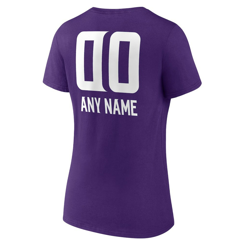 Women's Personalized Name & Number Team Wordmark V-Neck T-Shirt - Minnesota Vikings T-shirts