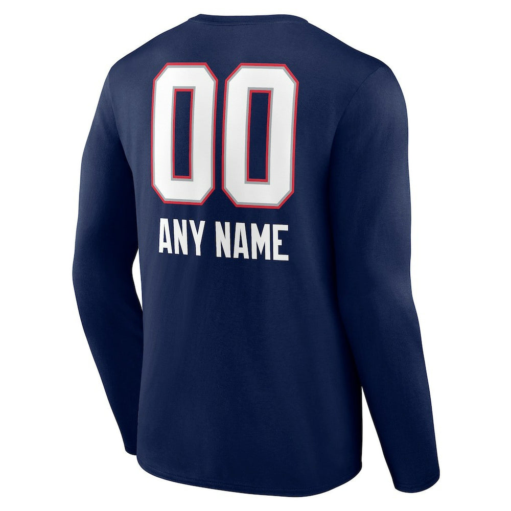 Personalized Name & Number Team Wordmark Long Sleeve T-Shirt - New England Patriots T-shirts