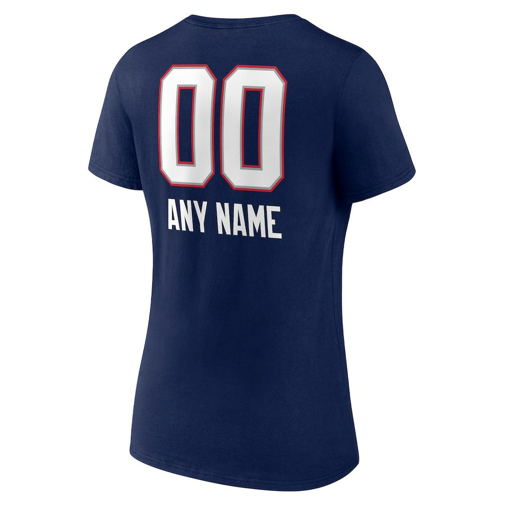 Women's Personalized Name & Number Team Wordmark V-Neck T-Shirt - New England Patriots T-shirts
