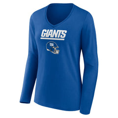 Women's Personalized Name & Number Team Wordmark Long Sleeve V-Neck T-Shirt - New York Giants T-shirts