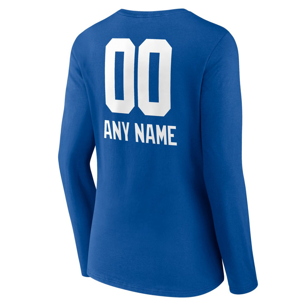 Women's Personalized Name & Number Team Wordmark Long Sleeve V-Neck T-Shirt - New York Giants T-shirts