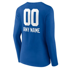 Women's Personalized Name & Number Team Wordmark Long Sleeve V-Neck T-Shirt - New York Giants T-shirts