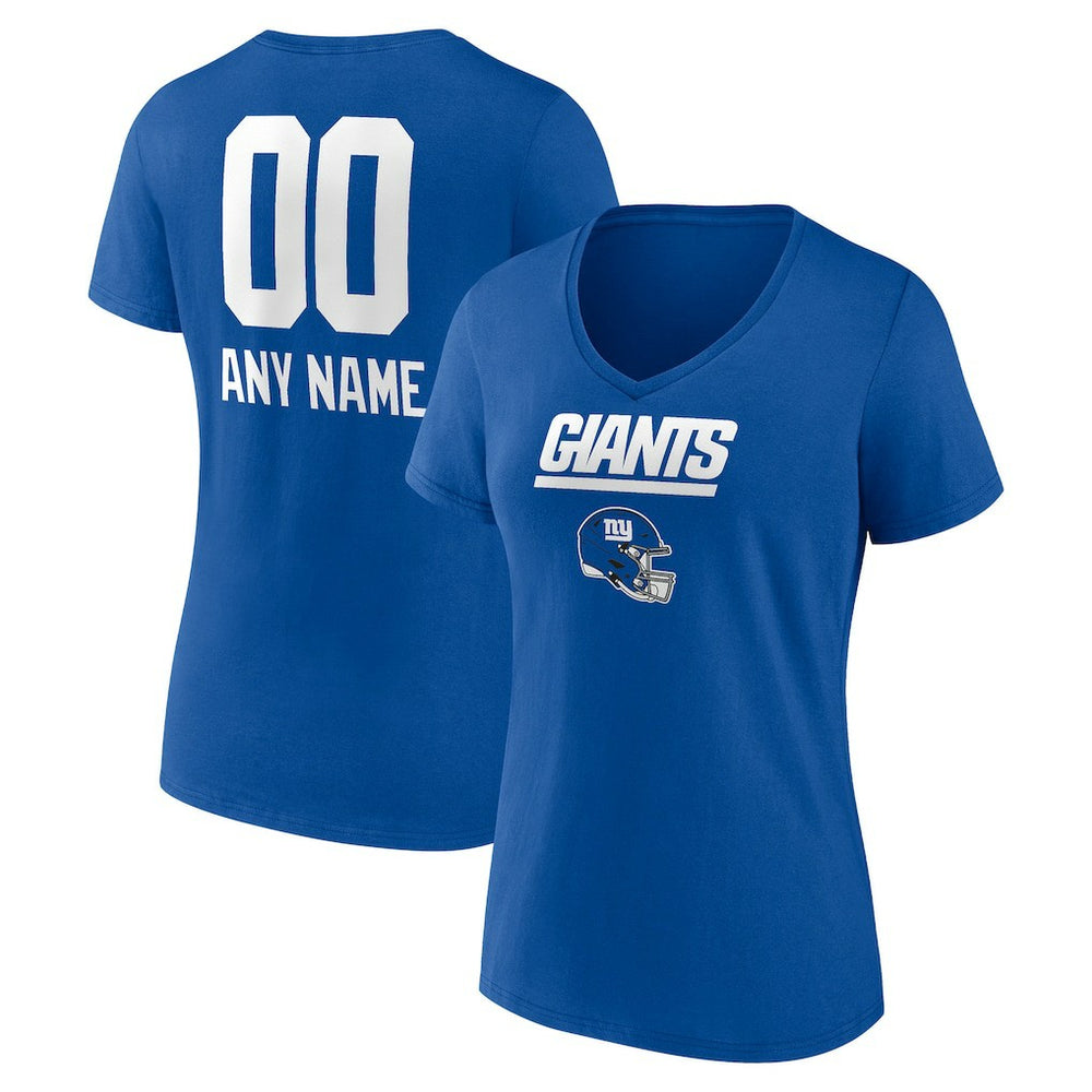 Women's Personalized Name & Number Team Wordmark V-Neck T-Shirt - New York Giants T-shirts