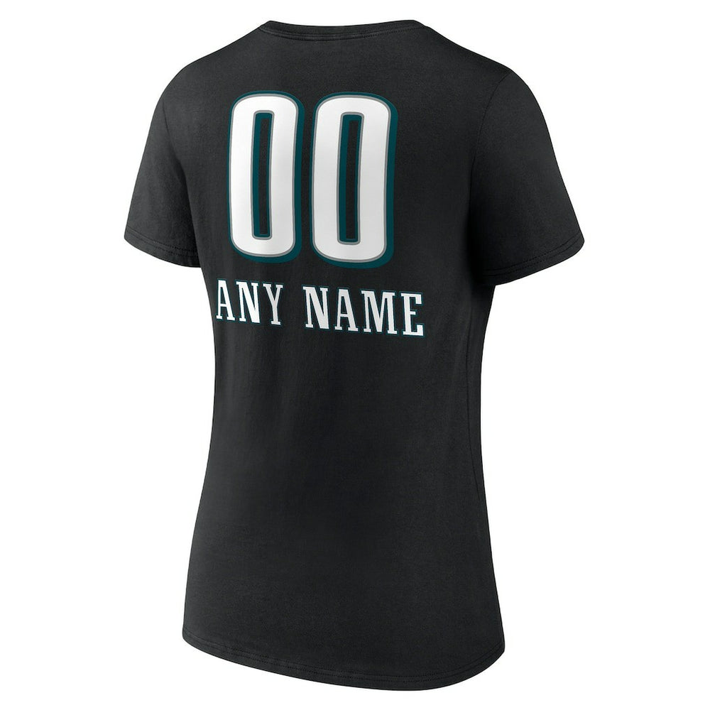 Women's Personalized Name & Number Team Wordmark V-Neck T-Shirt - Philadelphia Eagles T-shirts
