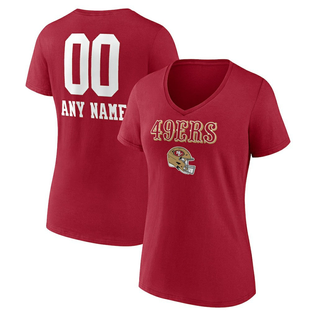 Women's Personalized Name & Number Team Wordmark V-Neck T-Shirt - San Francisco 49ers T-shirts