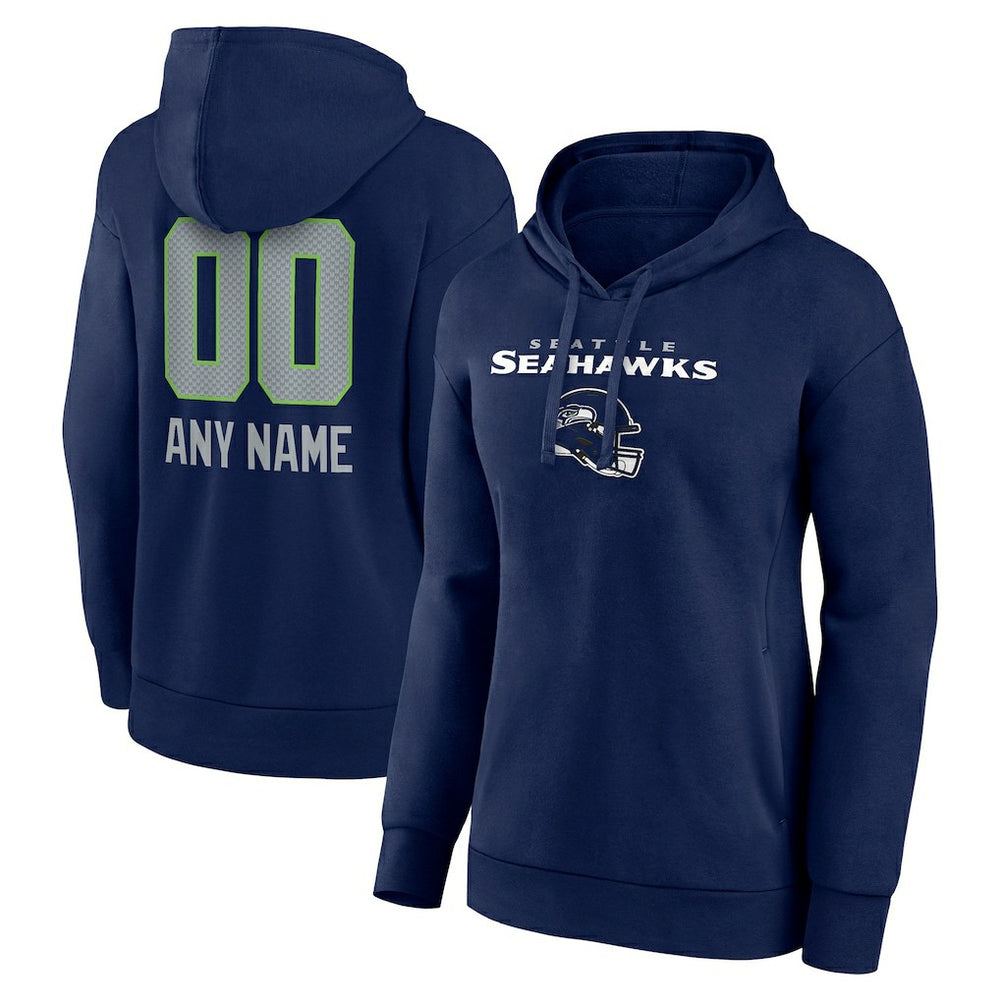 Women's Personalized Name & Number Team Wordmark Pullover Hoodie - Seattle Seahawks Hoodies