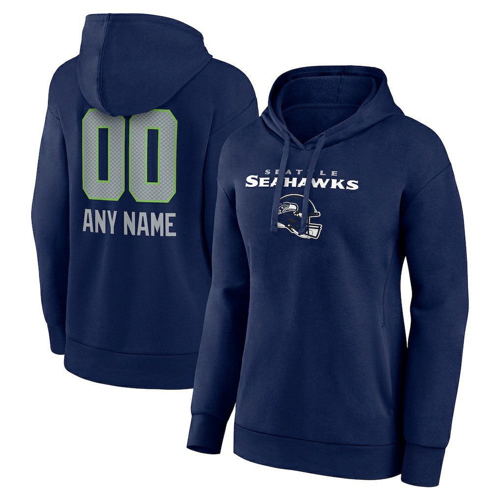 Women's Personalized Name & Number Team Wordmark Pullover Hoodie - Seattle Seahawks Hoodies
