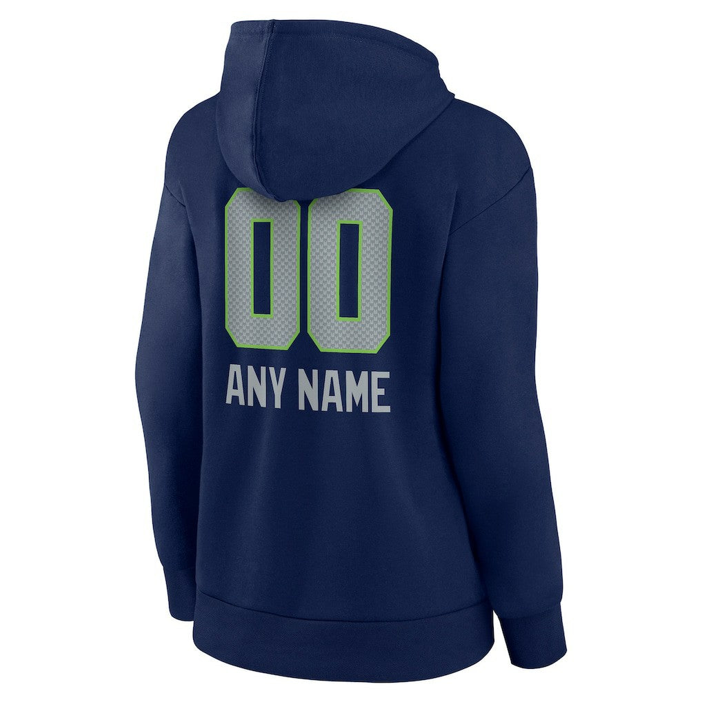 Women's Personalized Name & Number Team Wordmark Pullover Hoodie - Seattle Seahawks Hoodies
