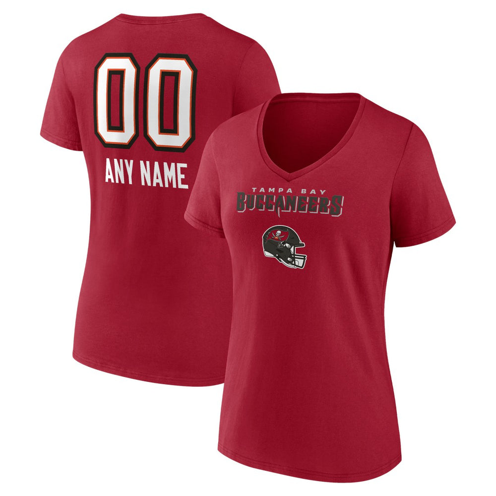 Women's Personalized Name & Number Team Wordmark V-Neck T-Shirt - Tampa Bay Buccaneers T-shirts