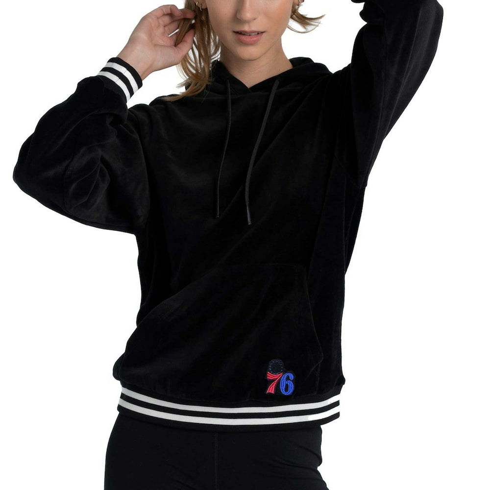 Philadelphia 76ers Lusso Women's Nellie Oversized Velour Pullover Hoodie