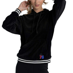 Philadelphia 76ers Lusso Women's Nellie Oversized Velour Pullover Hoodie