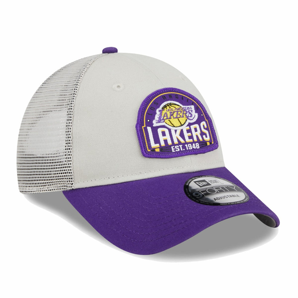 New Era Los Angeles Lakers Throwback Patch Trucker 9FORTY Adjustable Hat